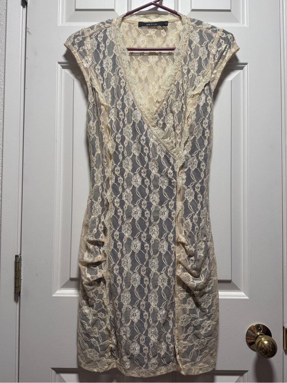 Ark & Co Lace Overlay Bodycon Dress in Ivory Black Vintage Inspired Coquette S